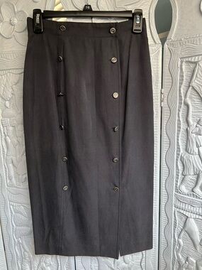 DKNY Black Double-Button Pencil Skirt